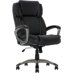 Serta® Works Ergonomic Bonded Leather High-Back Office Chair, Midnight Black/Silver