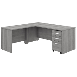 Bush Business Furniture Studio C 72&quot;W x 30&quot;D L-Shaped Desk With Mobile File Cabinet And 42&quot;W Return, Platinum Gray, Standard Delivery