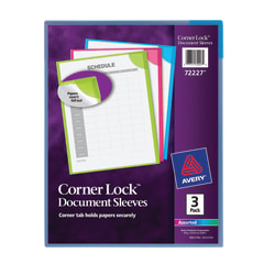 Avery Corner Lock Document Sleeves Pack Of 3 Office Depot