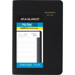 AT-A-GLANCE® Academic 2025-2026 Daily Appointment Book Planner, Black, Small, 5&quot; x 8&quot;