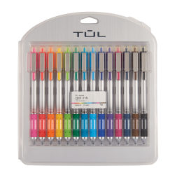 TUL® GL Series Retractable Gel Pens, Medium Point, 0.7 mm, Silver Barrel, Assorted Standard &amp; Bright Ink Colors, Pack Of 14 Pens