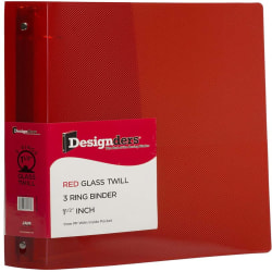 JAM PAPER 3 Ring Plastic Binder, 1.5 inch, Red, Sold Individually