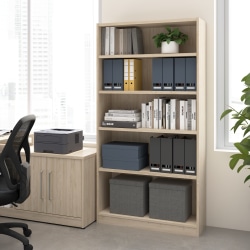 Bush Business Furniture Vista 71&quot;H Tall 5 Shelf Bookcase, Natural Elm, Standard Delivery