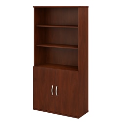 Bush Business Furniture Studio C 73&quot;H 5-Shelf Bookcase With Doors, Hansen Cherry, Standard Delivery