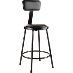National Public Seating 6400 Vinyl Task Stool, With Backrest, 37&quot;- 39&quot;H, Black