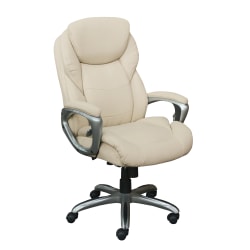 Serta Works My Fit Bonded Leather High Back Office Chair With Active Lumbar Support Inspired Ivorysilver Office Depot