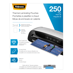Fellowes® Thermal Laminating Pouches, Letter Size, 3 Mil, 9&quot; x 11-1/2&quot;, Ultra-Clear, Pack of 250 Pouches