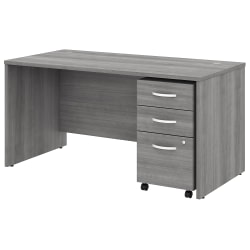 Bush Business Furniture Studio C Office Desk With Mobile File Cabinet, 60&quot;W, Platinum Gray, Standard Delivery