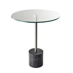 Adesso Blythe End Table Round 21 H X 17 34 W X 17 34 D Clearblack Office Depot