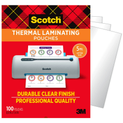 Scotch® Thermal Laminating Pouches, 5 mil., Fits Letter Size (8.9&quot; x 11.4&quot;) Paper, Pack Of 100
