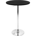 LumiSource Elia Adjustable Bar Table, Round, Black/Silver