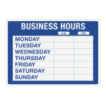 Cosco Static Cling Business Hours Sign Kit 10 x 14 Blue - Office Depot