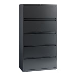 HON 20 D Lateral 5 Drawer File Cabinet With Lock Light Gray - Office Depot