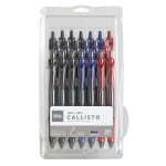 Callisto Retractable Gel Ink Pens, Fine Point, 0.5 mm, Transparent Blue  Barrel, Blue Ink, Pack Of 12 Pens