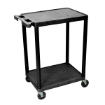 Luxor 2 Shelf Plastic Utility Cart 33 12 H X 24 W X 18 D Black - Office 