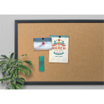 Cork Bulletin Board, 35 x 23, Tan Surface, Birch Wood Frame