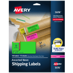 Avery Neon Shipping Labels With Sure Feed 5978 Rectangle 2 x4 Assorted