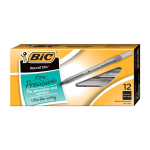BIC® Round Stic® Ballpoint Pens, Fine Point, 0.8 mm, Translucent Barrel, Black Ink, Pack Of 12