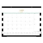 Day Designer 2025 2026 Blue Sky Monthly Desk Pad Planning Calendar, 22&quot; x 17&quot;, Rugby Stripe Black, July 2025 To June 2026, 138443