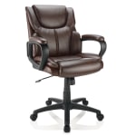 Realspace&reg; Mayhart Vinyl Mid-Back Office Chair, Brown/Black, BIFMA Compliant