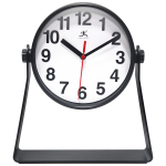 Infinity Instruments Stirrup Desktop Clock, 9&quot;H x 8&quot;W x 1-3/4&quot;D, Black