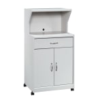 Inval Storage Cabinet With Microwave Stand 6 Shelves 66 H x 35 W x 15 D  Laricina White - Office Depot