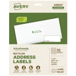 Avery&reg; EcoFriendly Recycled Labels, Rectangle, 1&quot; x 2-5/8&quot;, Matte White, Pack Of 300