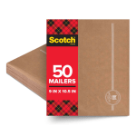 Scotch&trade; Padded Mailers, Size 2, 10-1/2&quot; x 9&quot;, Kraft, Pack Of 50 Mailers