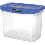 Bankers Box Heavy Duty Plastic Storage Bin Extra Deep 20 Letter size 10 38  x 14 14 TAA Compliant ClearBlue Pack of 1 - Office Depot