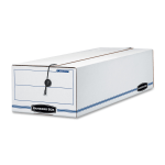 Bankers Box StorFile CheckDeposit Slip Storage Box With Flip Top Closure 24  x 9 x 4 60percent Recycled WhiteBlue - Office Depot