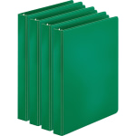 Business Source Basic Round Ring Binders, 1&quot; Ring, 8 1/2&quot; x 11&quot;, Green, Pack Of 4