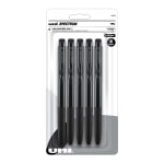 uni-ball® Spectrum Retractable Gel Pens, Medium Point, 0.7 mm, Black Barrel, Black Ink, Pack Of 5 pens