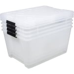 Rubbermaid Cleverstore Storage Tote With Latching Lid 30 Qt 18 34 x 13 38 x  10 12 Clear - Office Depot
