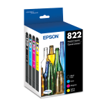 Yelllineexpress Epson 822XL Black822 DuraBrite Cyan Magenta Yellow High Yield Ink