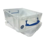Advantus Extra Capacity Storage File Tote With Lid Letter Size 10 1316 x 23  x 14 18 ClearNavy - Office Depot