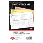 COSCO Service Invoice Form Book With Slip 3 Part Carbonless 5 38 x 8 12 ...