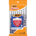 BIC® Prevaguard Round Stic Pens With Antimicrobial Additive, Medium Point, 1.0 mm, Blue Barrel, Blue Ink, Pack Of 8 Pens
