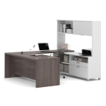 Bestar Logan 65W Computer Desk with Drawers in Medium Gray Maple