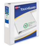 Avery TouchGuard&reg; Protection View 3 Ring Binder, 2&quot; Slant Rings, White With Clear View Cover, 1 Binder