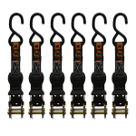 Muddy Durable Nylon Ratchet Straps With Coated S-Hooks, 1&quot; x 14', Black, Pack Of 6 Straps