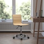 Flash furniture low back armless discount white ribbed designer swivel task chair