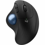 Logitech ERGO M575S Wireless Trackball Mouse, Wireless Ergonomic Mouse With Bluetooth and Encrypted Dongle, Comfortable Thumb Control, Precise and Smooth Tracking, for PC/Mac (Black+Blue Ball) - Optical - Wireless - 32.81 ft - Bluetooth - 2.40 GHz