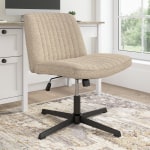 Bush Furniture Sutton Ergonomic Fabric Armless Mid Back Computer Chair Without Wheels, Cool Beige Fabric, Standard Delivery