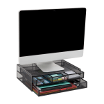 Mind Reader Metal Monitor Stand Ventilated Laptop Riser Storage Drawer, 4-1/2&rdquo;H x 11-3/4&rdquo;W x 15-3/4&rdquo;D, Black