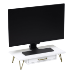Realspace&reg; Luna Wood/Metal Monitor Stand With Drawer, 4-3/4&quot;H x 20-1/4&quot;W x 10&quot;D, White/Gold