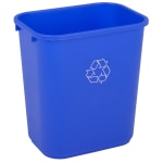 Suncast Commercial Narrow Rectangular Resin Trash Can With Handles 23 Gallons  30 H x 11 W x 22 D Blue Recycle - Office Depot