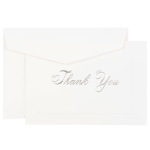 JAM Paper Thank You Card Set 4 78 x 3 38 80 Lb Bright WhiteSilver ...