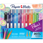Great Value, Paper Mate® Flair Felt Tip Porous Point Pen, Stick, Bold 1.2  Mm, Assorted Ink Colors, White Pearl Barrel, 16/Pack by Sanford