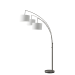 Adesso® Trinity Arc Floor Lamp, 74"H, White Shade/Brushed Steel Base