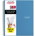 Five Star Spiral Notebook, 5 Subject, Wide Ruled, 10 1/2" x 8", Tidewater (930012CG1-WMT)